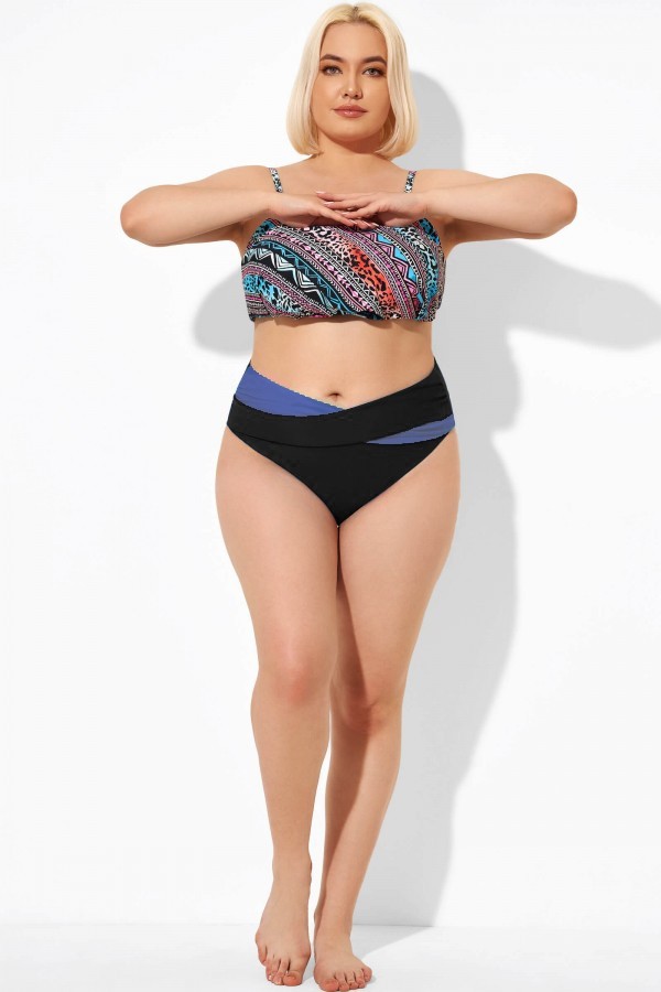 Bas de bikini de bain taille mi-haute colorblock pour femme